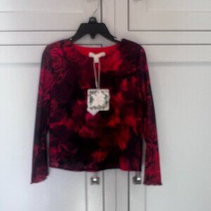 Chelsea & Violet Girls Rose design long sleeve stretch tee, size 6, nwt